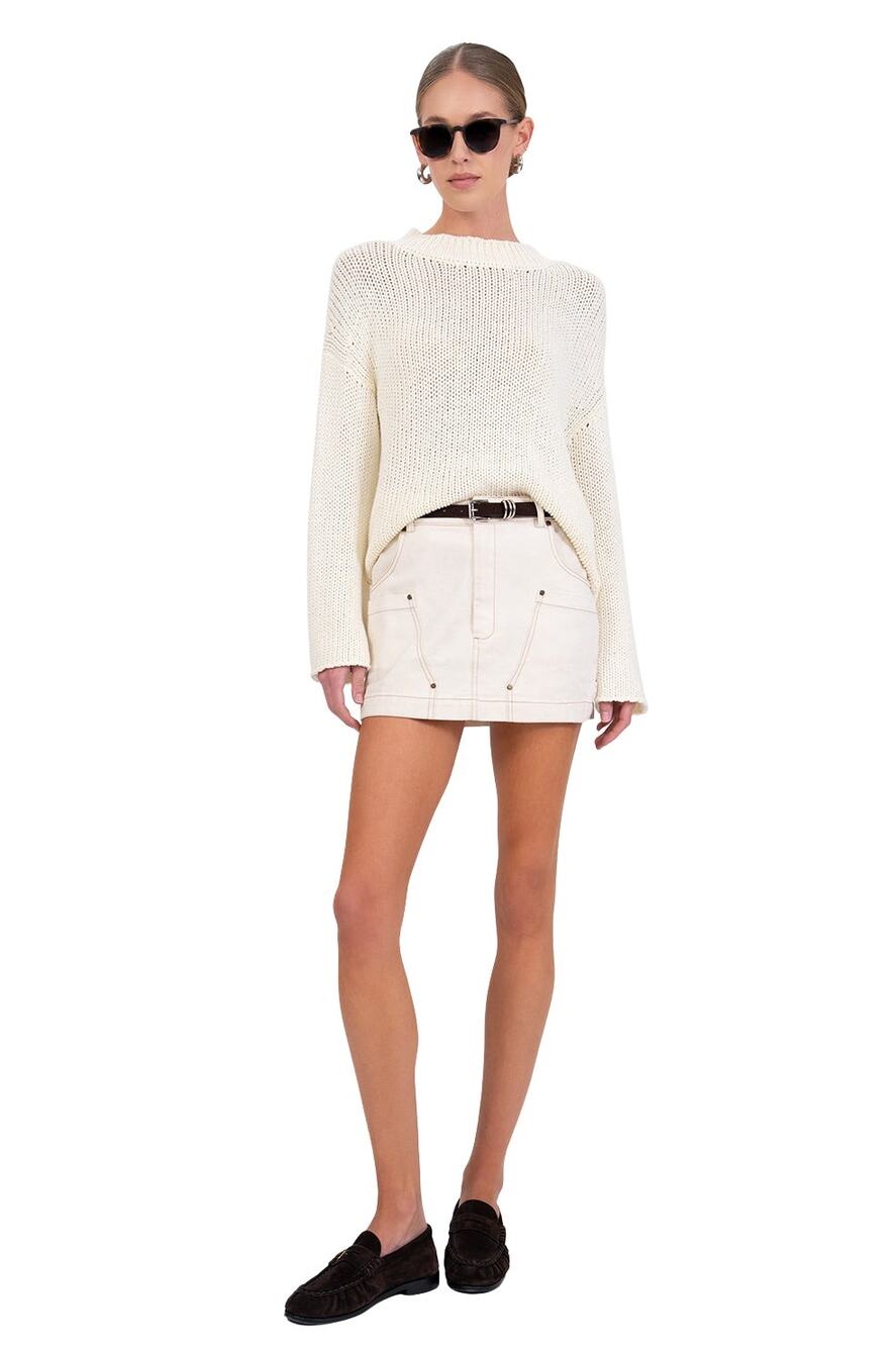 Parentezi Harper Ivory Mini Cotton Denim Skirt Size M